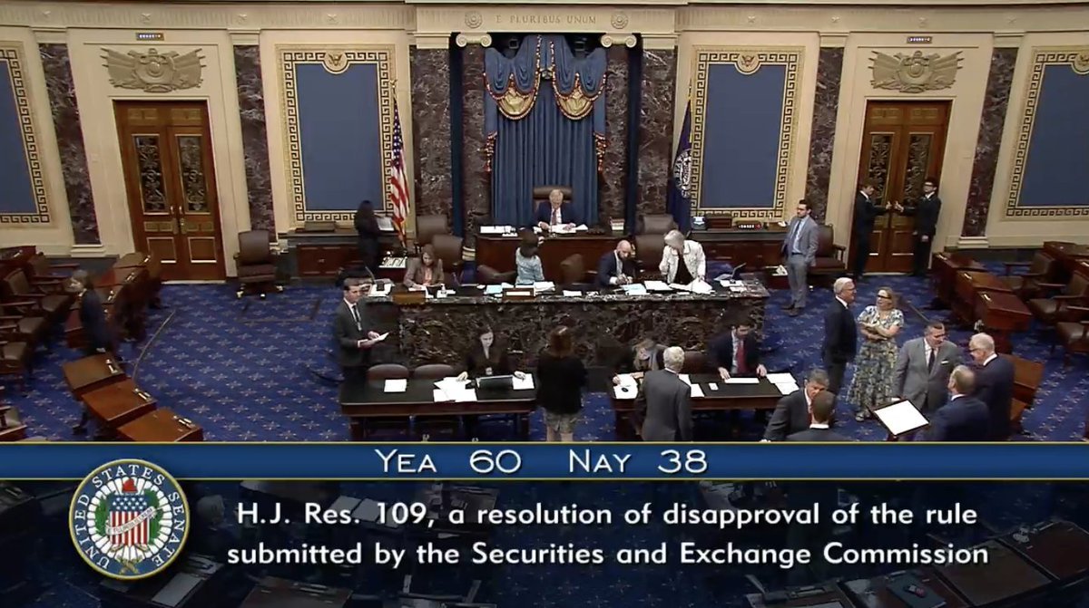 Congress Votes Yea on H.J. Res. 109, a Resolution of Disapproval of the Rule Submitted by the SEC